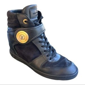Louis Vuitton Postmark Epi Suede Wedge Sneakers 37